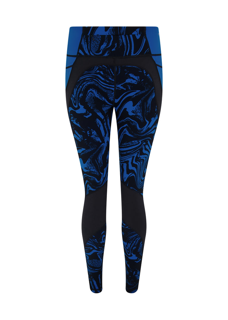 Prowess Print Block Leggings- Blue Swirl